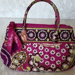 Vera Bradley Pink and Green Floral Cosmetic Bag